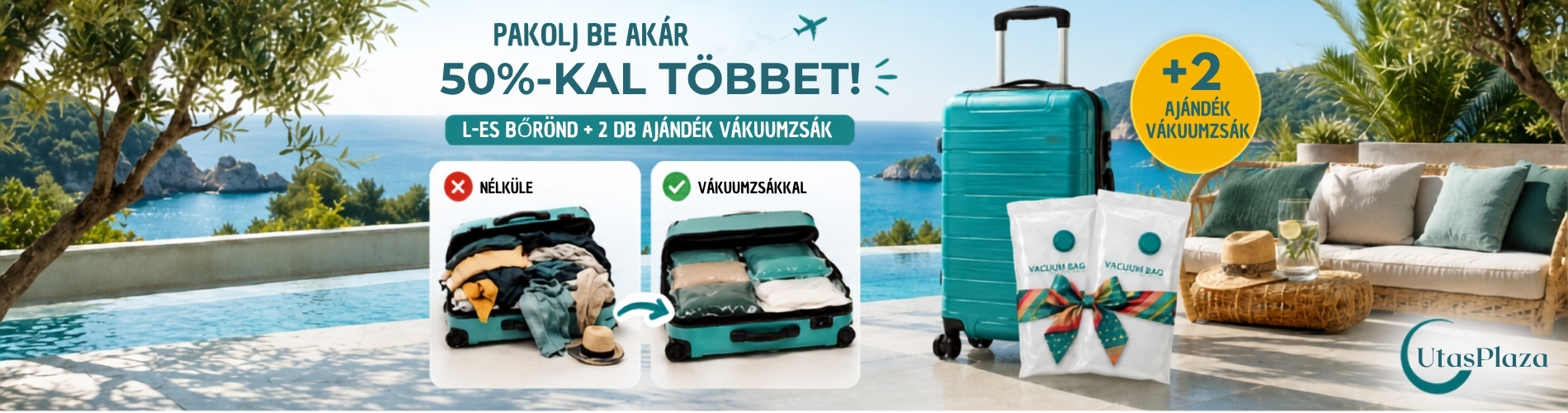 Bőröndök ajándék vákuumzsákkal