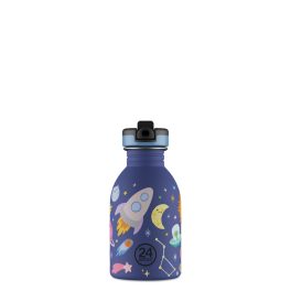   24BOTTLES Kids Urban 250ml rozsdamentes acél kulacs szívószálas kupakkal, Space Friends