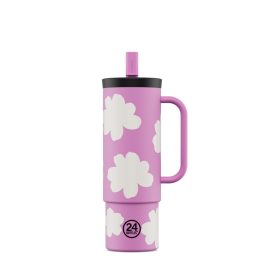   24BOTTLES Straw Cup 800ml rozsdamentes acél bögre szívószállal, Daydreaming Pink