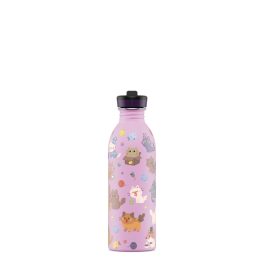   24BOTTLES Kids Urban 500ml rozsdamentes acél kulacs szívószálas kupakkal, Meow Friends