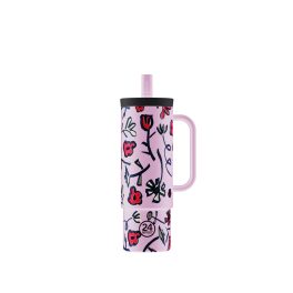  24BOTTLES Straw Cup 800ml rozsdamentes acél bögre szívószállal, Fiore Di Campo