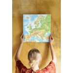 Európa térkép, vászonkép domborzati világoskék