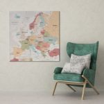 Európa térkép, vászonkép országok színes