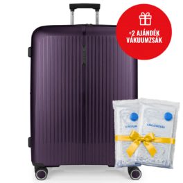   Brooklyn lila L feladható 20-23kg bőrönd 2 ajándék vákuumzsákkal