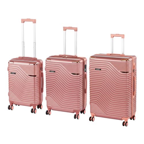 TraveLux Urban XXI gurulós bőrönd szett lazacrózsaszín