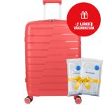 ViaGo korall L feladható 20-23kg bőrönd 2 ajándék vákuumzsákkal