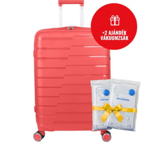 ViaGo korall L feladható 20-23kg bőrönd 2 ajándék vákuumzsákkal