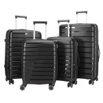 ViaGo fekete bőrönd szett