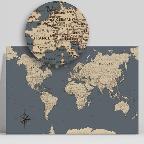Henrik 200x133 falitérkép, világtérkép utazóknak vászon 2 és 4 cm-es kivitelben