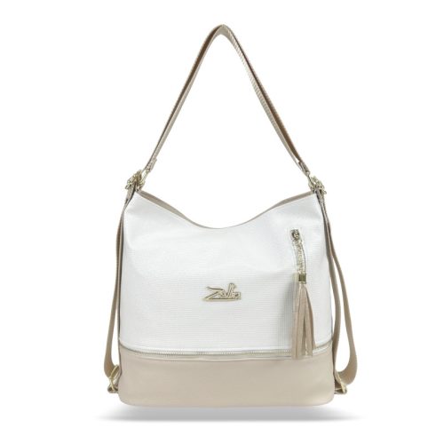 Zellia Női Válltáska/Hátizsáká Alakítható 24083 Beige - Holo Fehér -