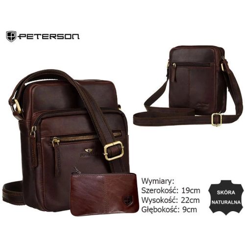 Peterson Férfi Bőr Oldaltáska Ptn 710E-Opu-6743 Sötét Barna
