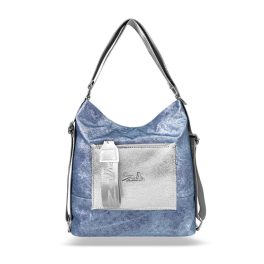   Zellia Női Válltáska/Hátizsáká Alakítható 19010 Jeans Blue - Kék-Ezüst