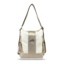   Zellia Női Válltáska/Hátizsáká Alakítható 22184 Beige-Arany - Pearl-Brw -